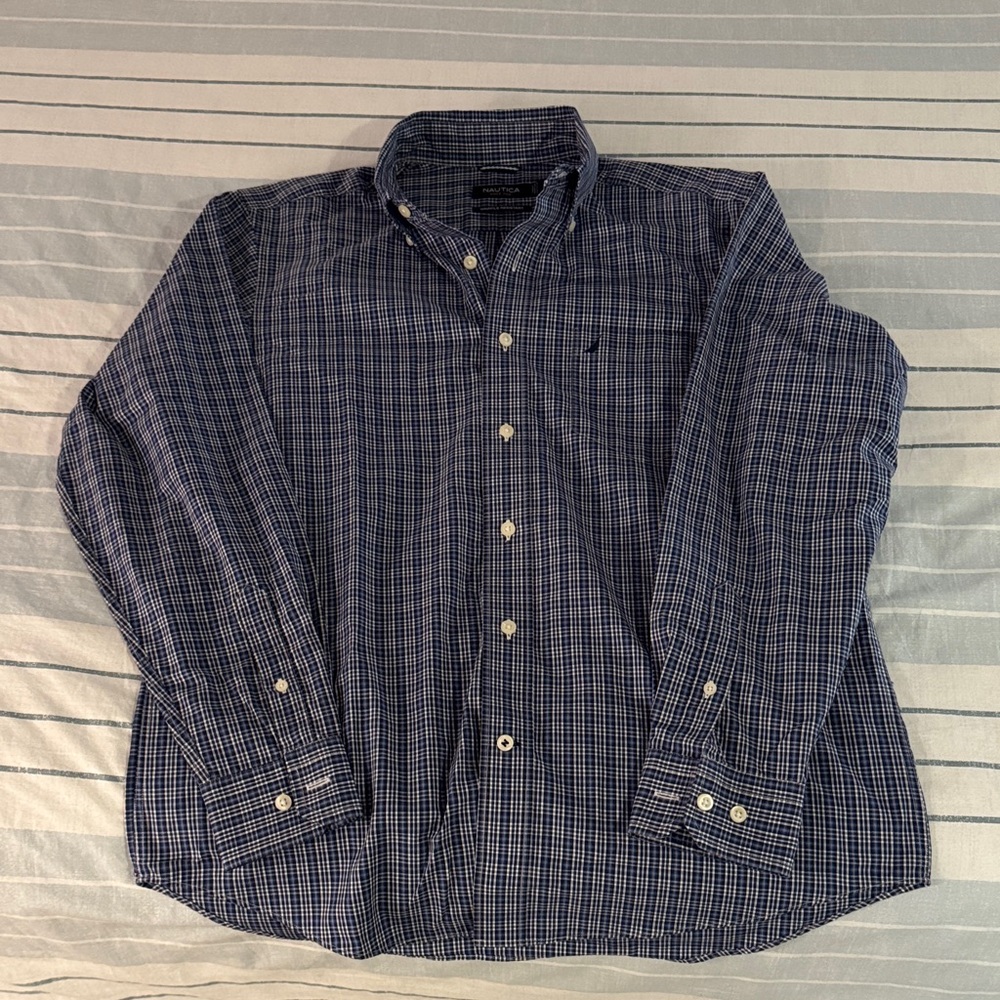 Men's Nautica Blue Checkered Shirt M